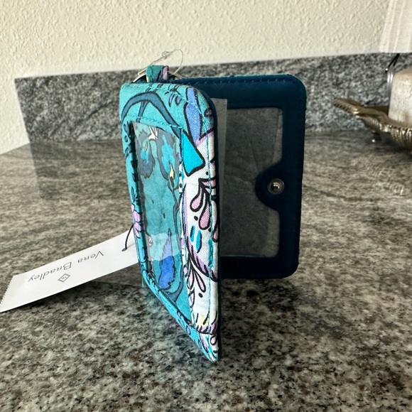 Vera Bradley Campus Double ID Holder Keychain Peacock Garden NWT - Picture 4 of 5